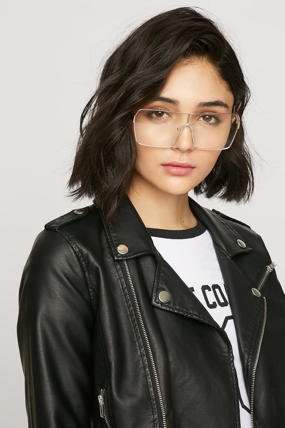 women Oversized Shield Sunglasses Clear