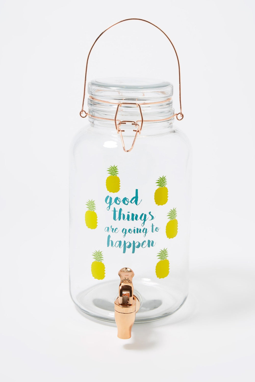 Women Pineapple Graphic Mason Jar Glass Dispenser Clear