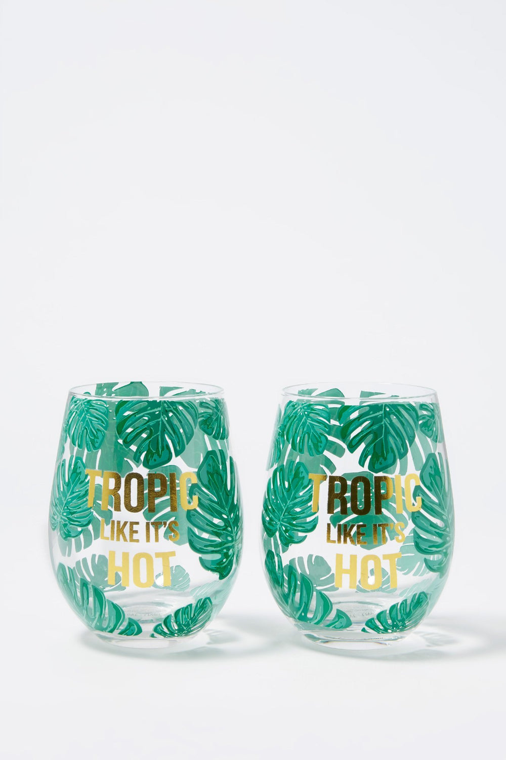 Women Tropic Like It's Hot Floral Wine Glass Set (2 Pack) Clear