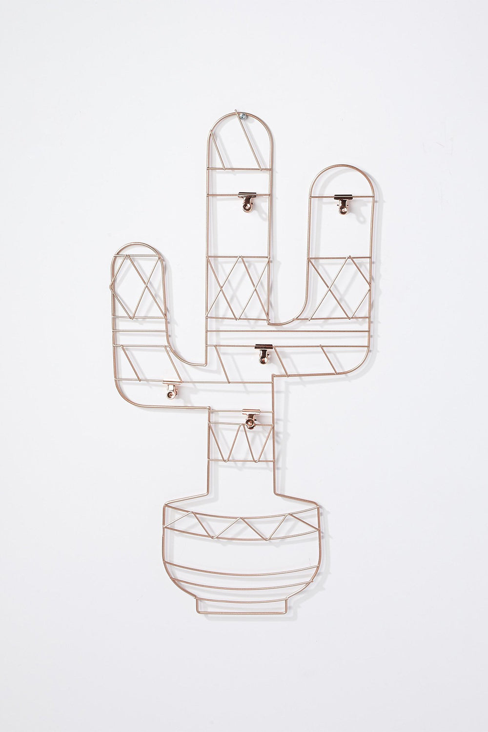 Women Copper Metal Cactus Clip Grid Wall Organizer Copper