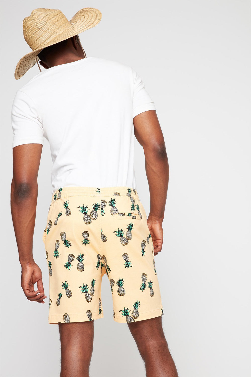 Men Short mince imprimé à taille coulissante Corail