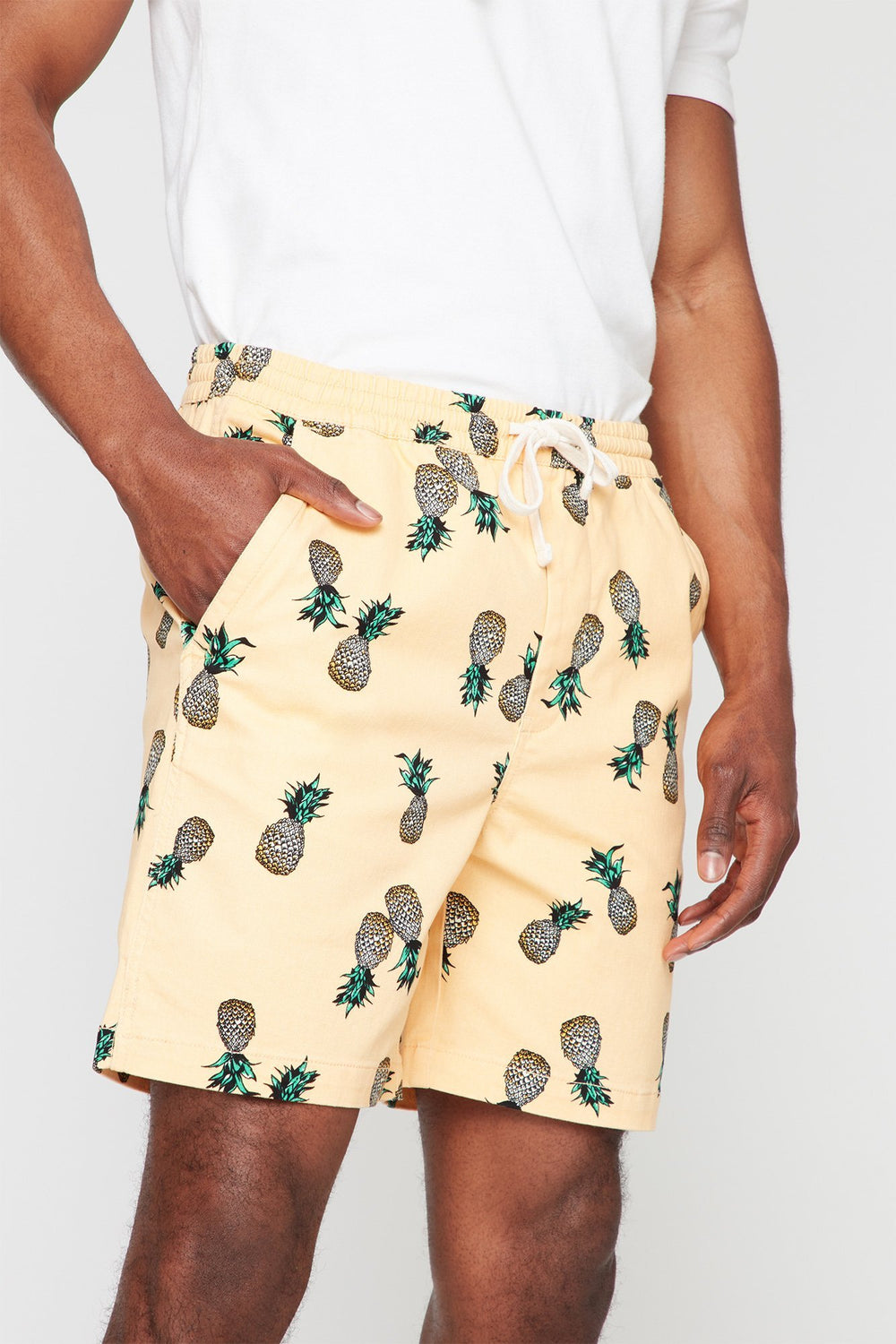 Men Short mince imprimé à taille coulissante Corail