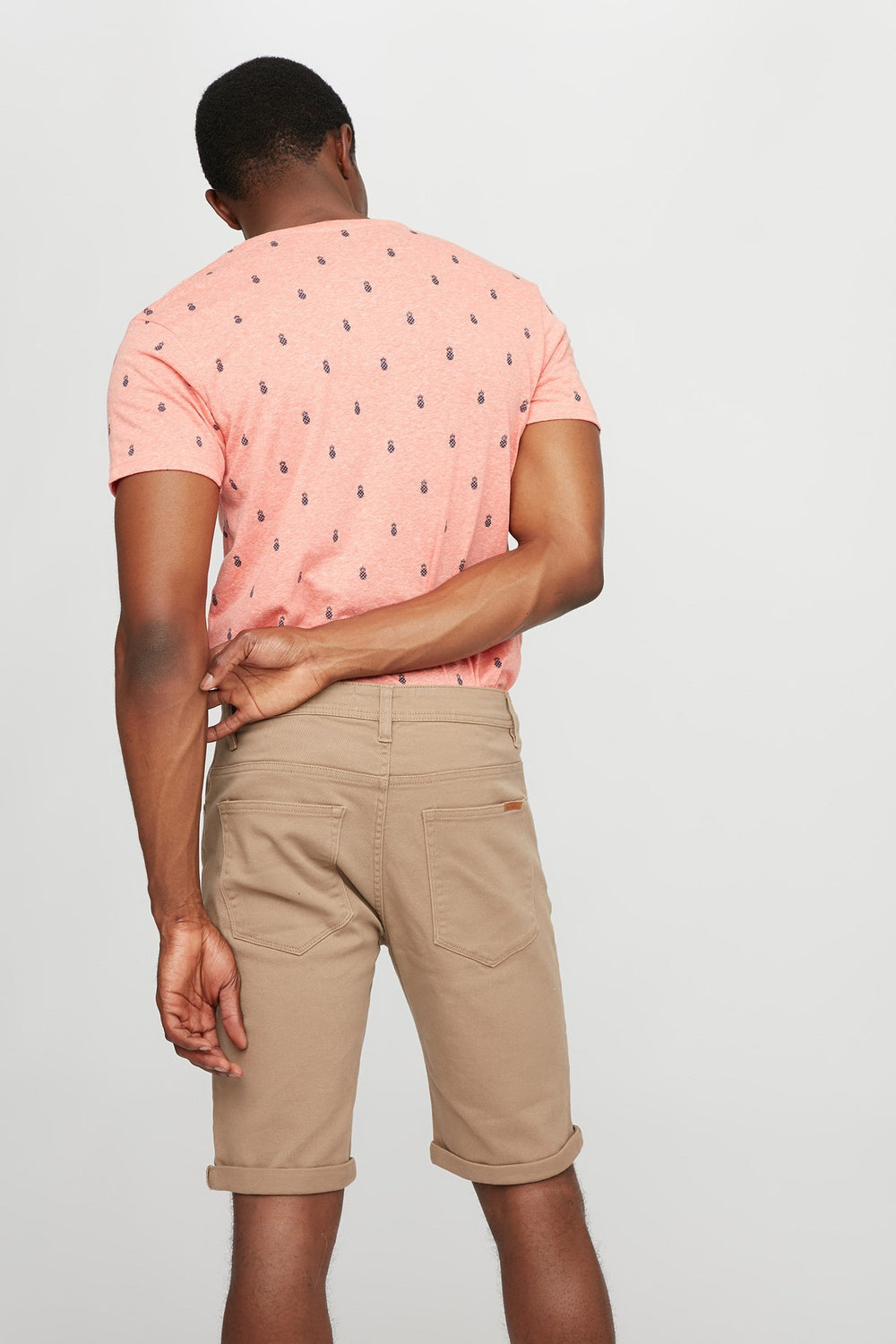 Men T-shirt henley à petits motifs Corail