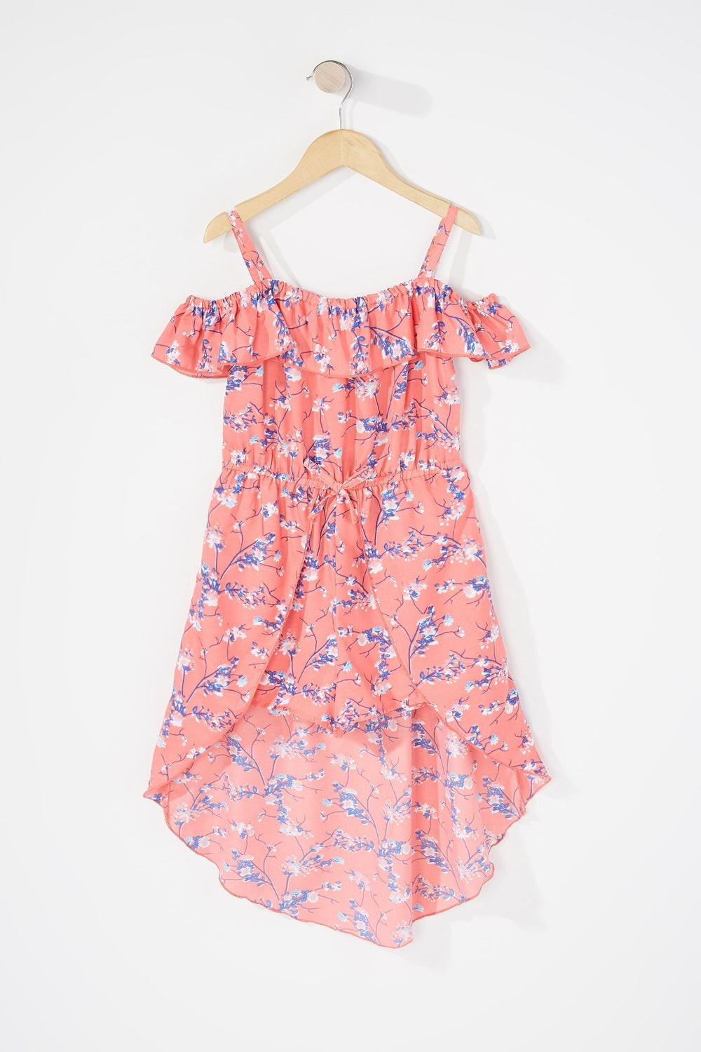Kids Combi-short fleuri à épaules dénudées pour fille Corail