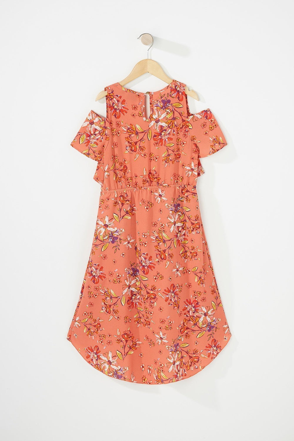 Kids Combi-short fleuri avec attache et épaules dénudées pour fille Corail