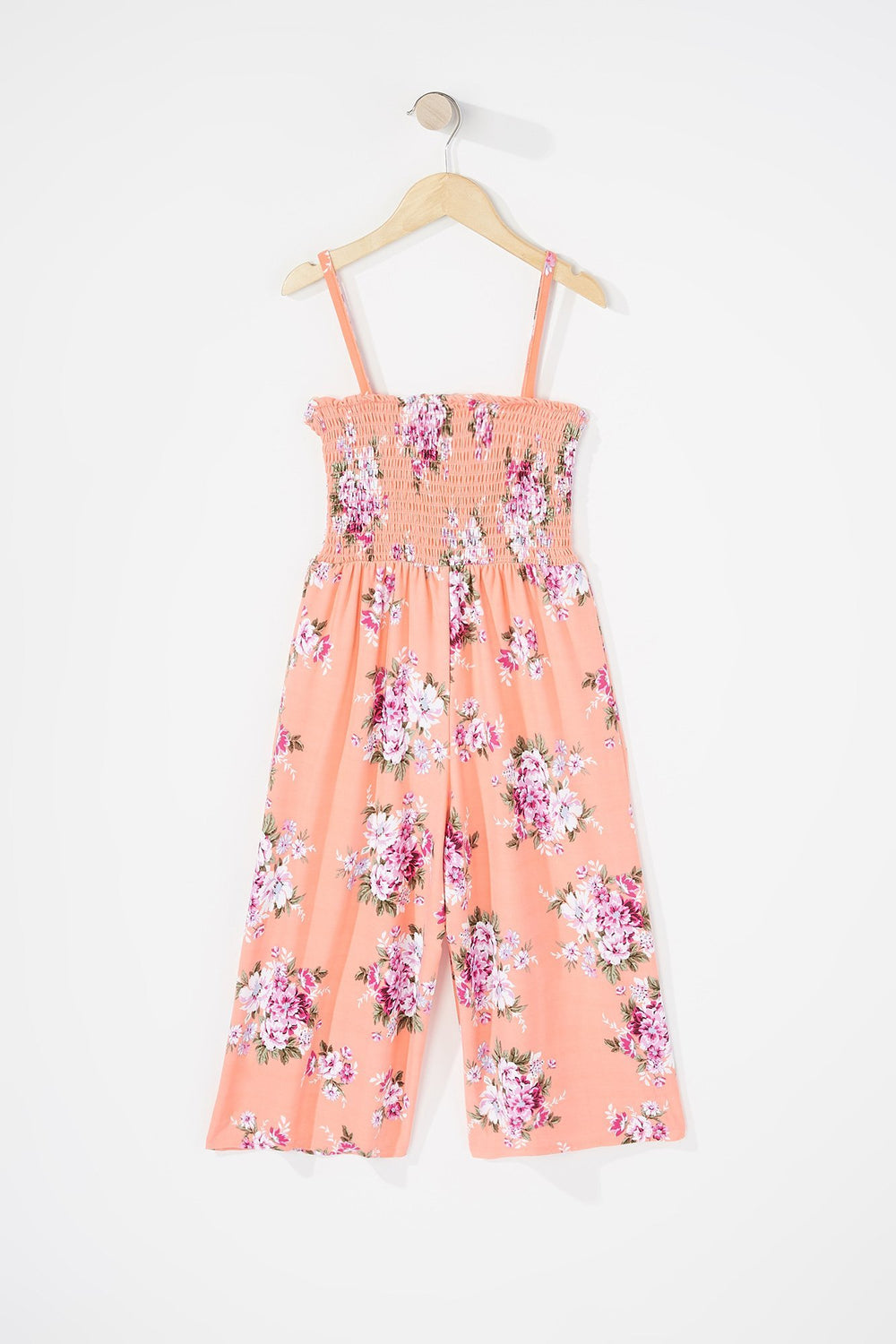 Kids Combinaison smockée fleurie sans manches pour fille Corail