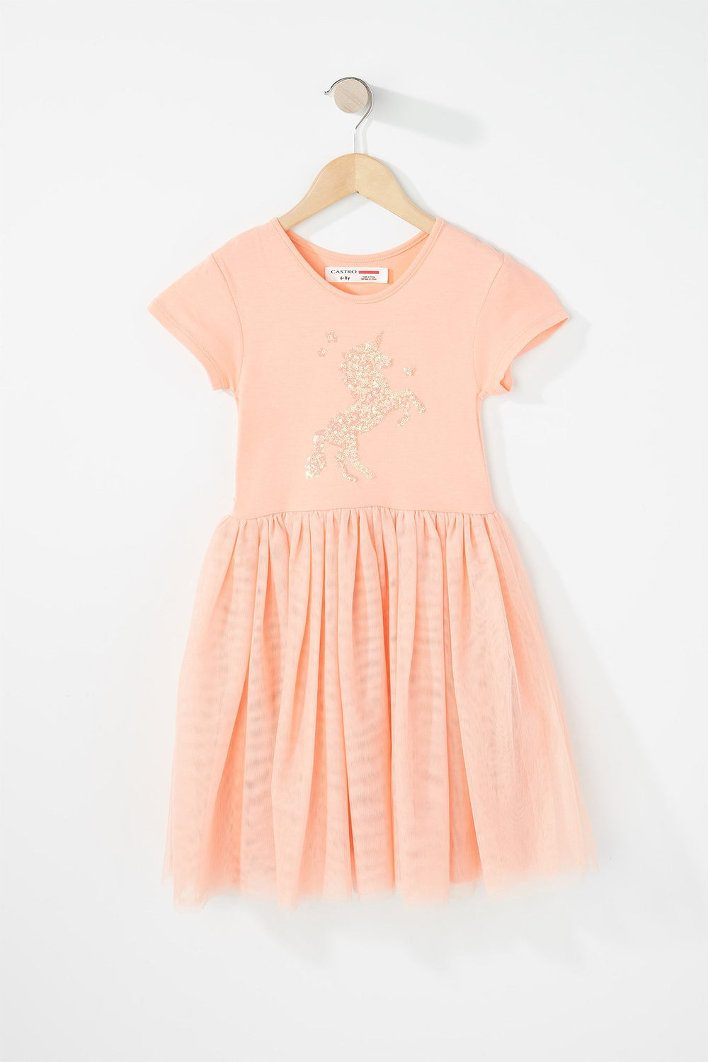 Kids Robe ballerine avec licorne à paillettes pour fille Corail