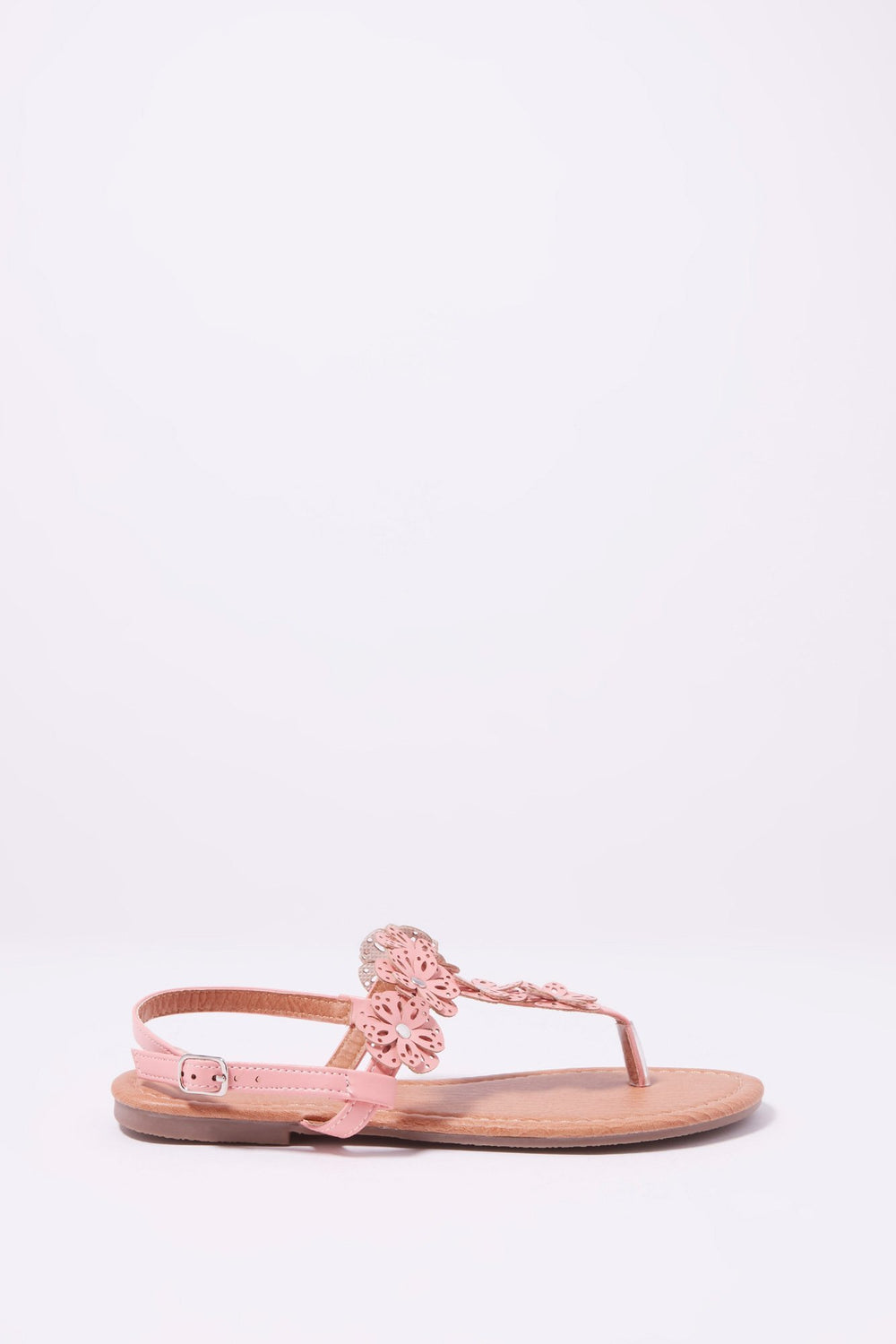Kids Sandales en T fleuries pour fille Corail