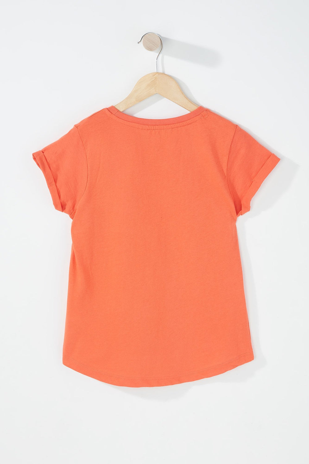 Kids T-shirt avec poche et ourlet arrondi pour fille Corail