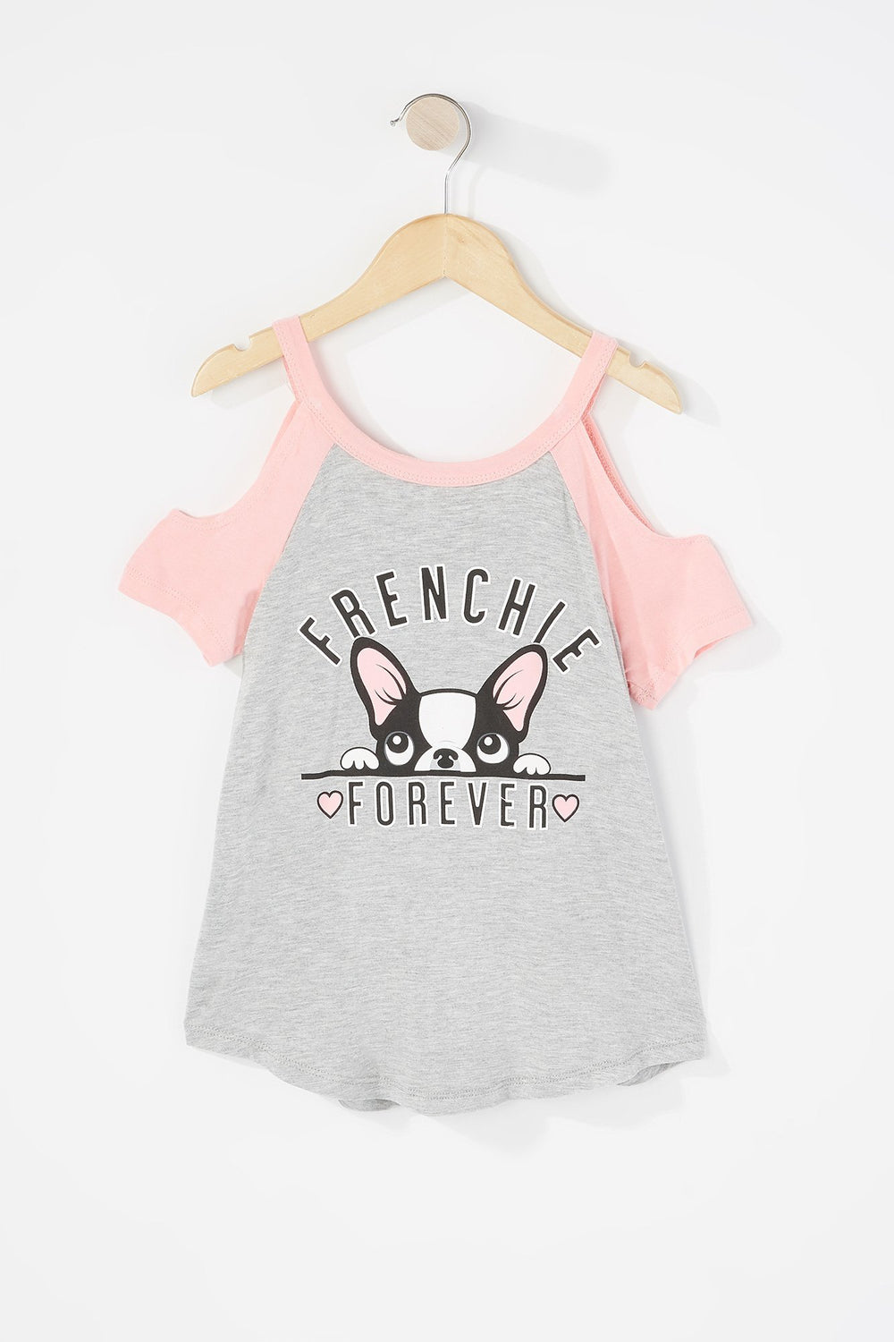 Kids T-shirt imprimé à épaules dénudées pour fille Corail