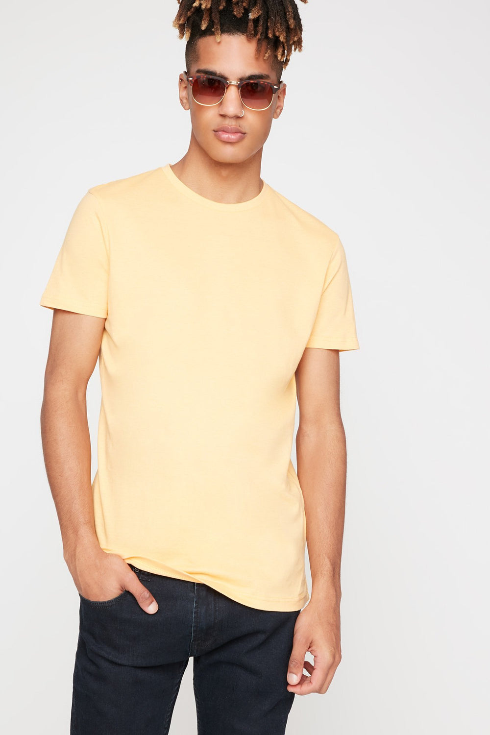 Men Basic Soft Pastel Crewneck T-Shirt Coral