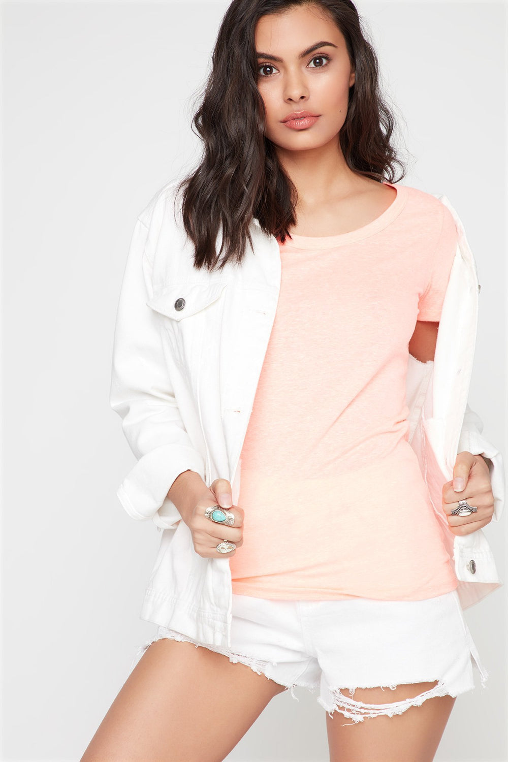 Women Crisscross Back Lightweight T-Shirt Coral