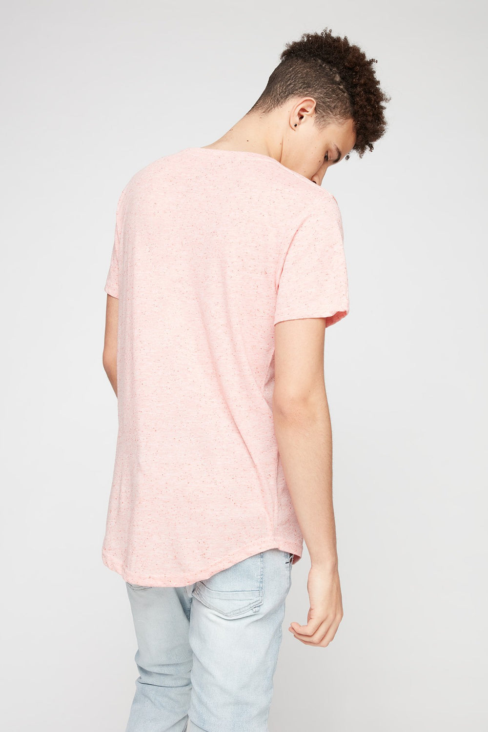 Men Space-Dye Crewneck T-Shirt Coral