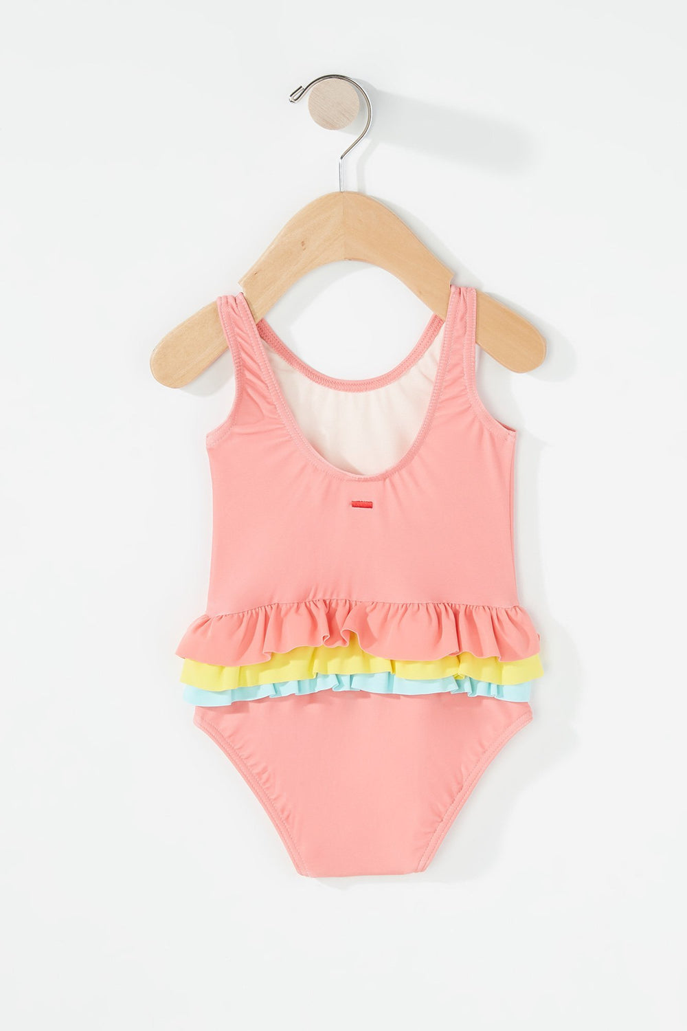 Kids Baby Girl Graphic Ruffle One-Piece Swimsuit Coral