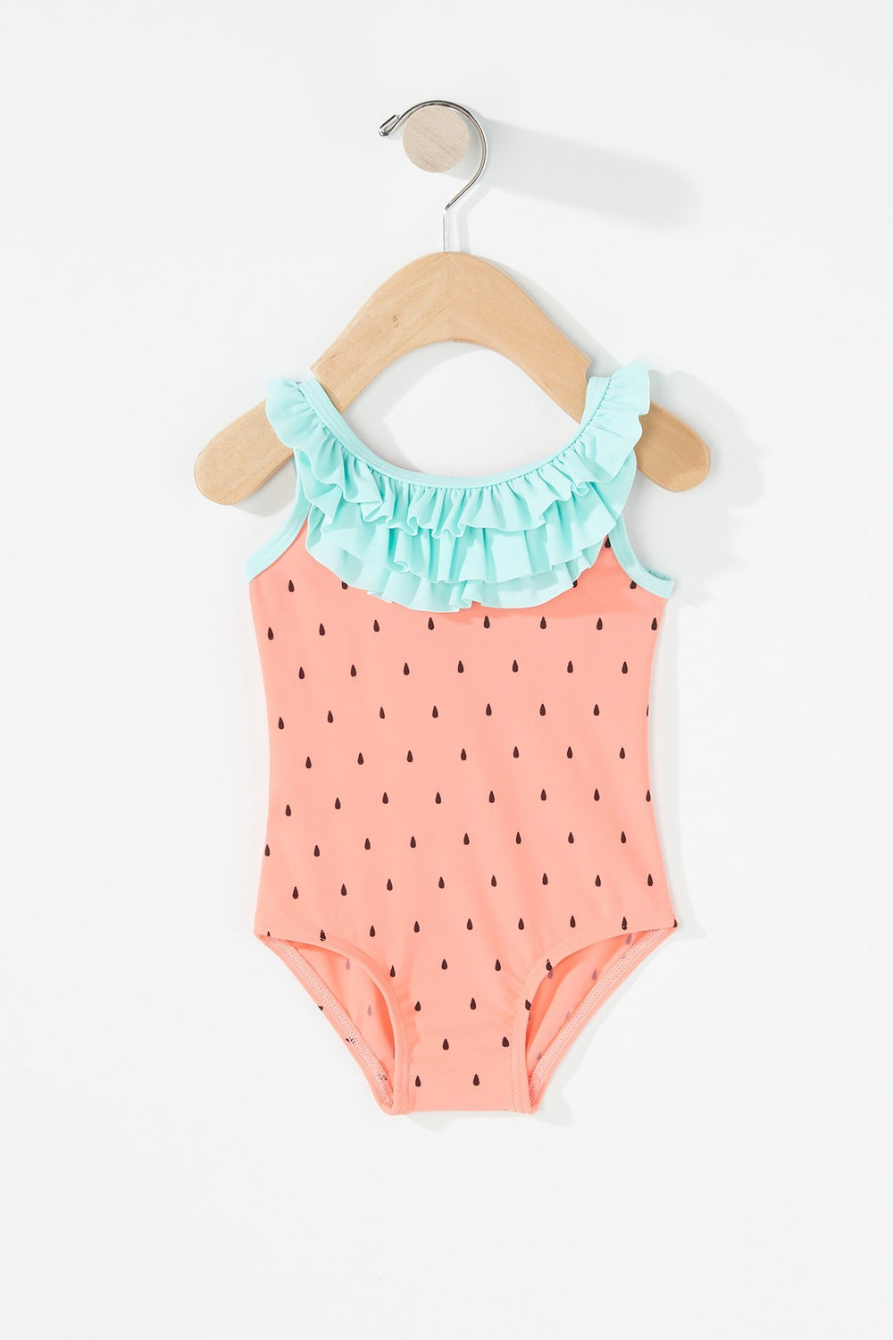 Kids Baby Girl Ruffle Strawberry One-Piece Swimsuit Coral