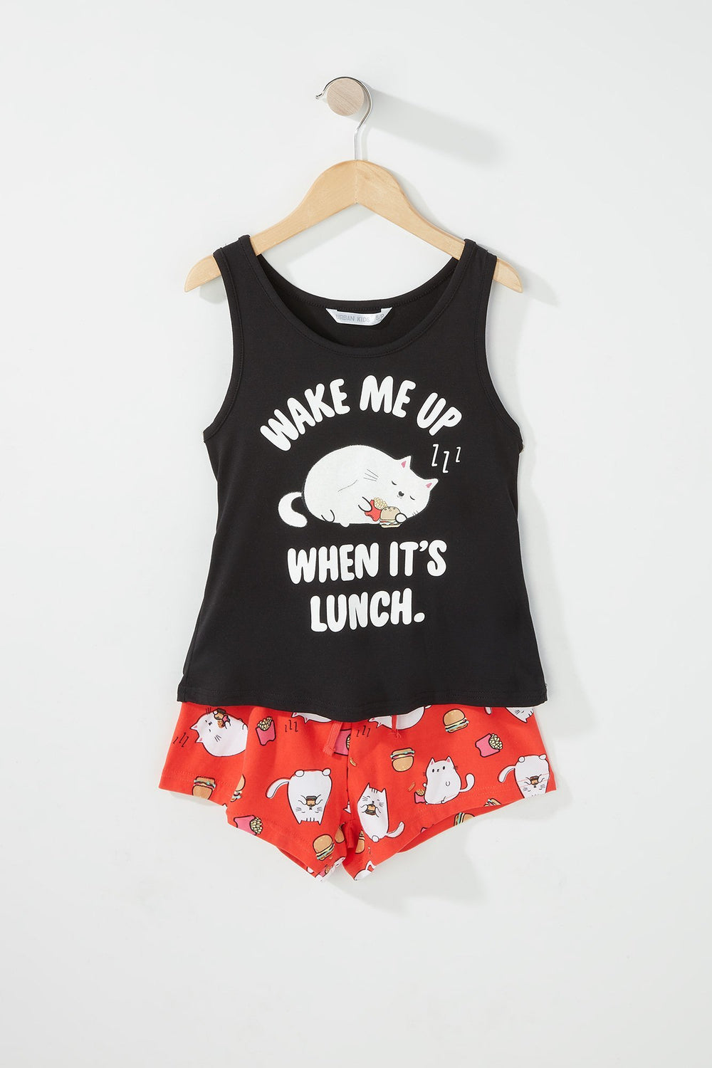 Kids Girls 2-Piece Graphic Tank & Graphic Short Pajama Set Coral