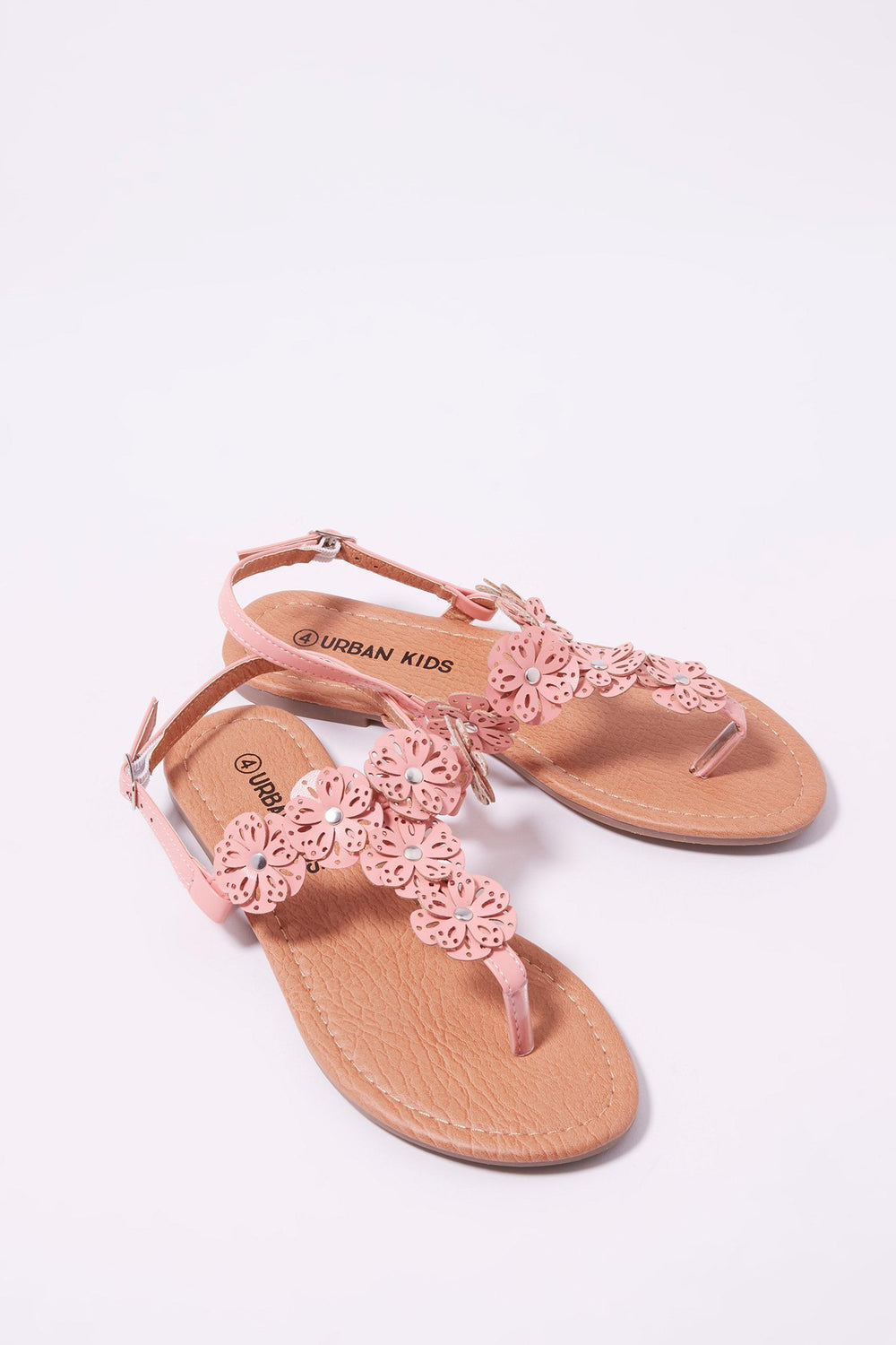 Kids Girls Floral T-Bar Sandal Coral
