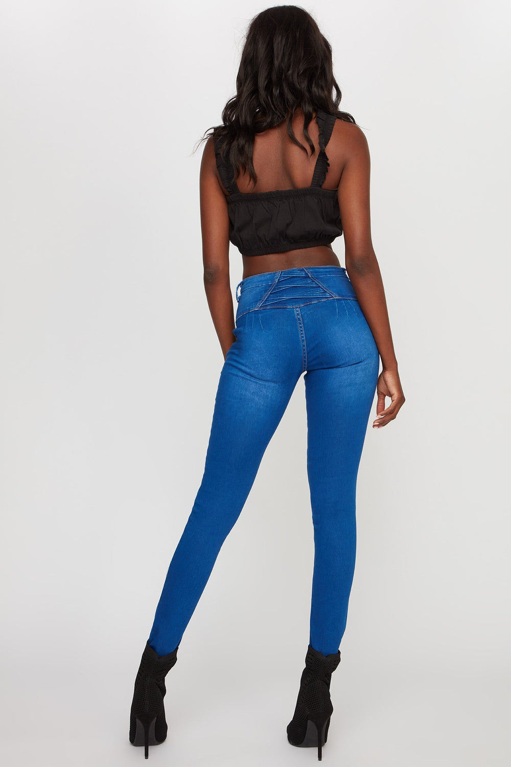 Women High-Rise 4-Tier Skinny Jean Dark Blue