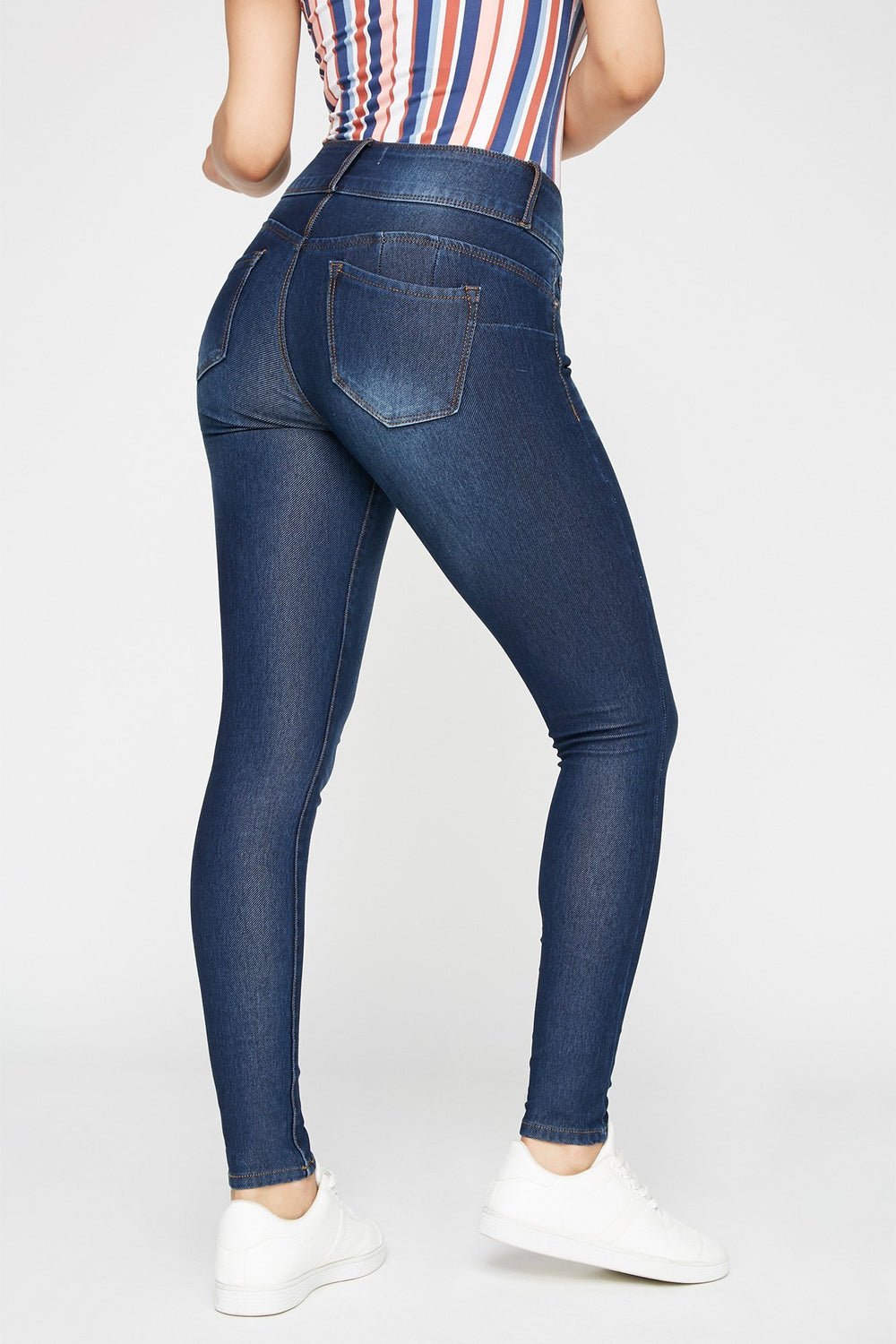 Women 3-Tier High-Rise Skinny Jean Dark Blue