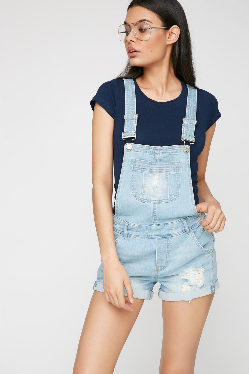 Women Scoop Neck Basic T-Shirt Dark Blue
