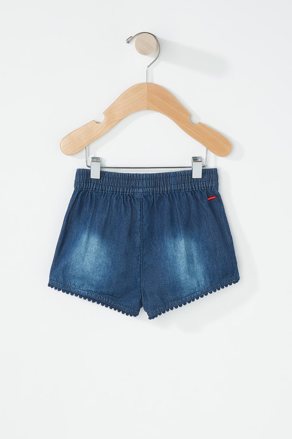 Kids Baby Girl Crochet Hem Drawstring Denim Short Dark Blue