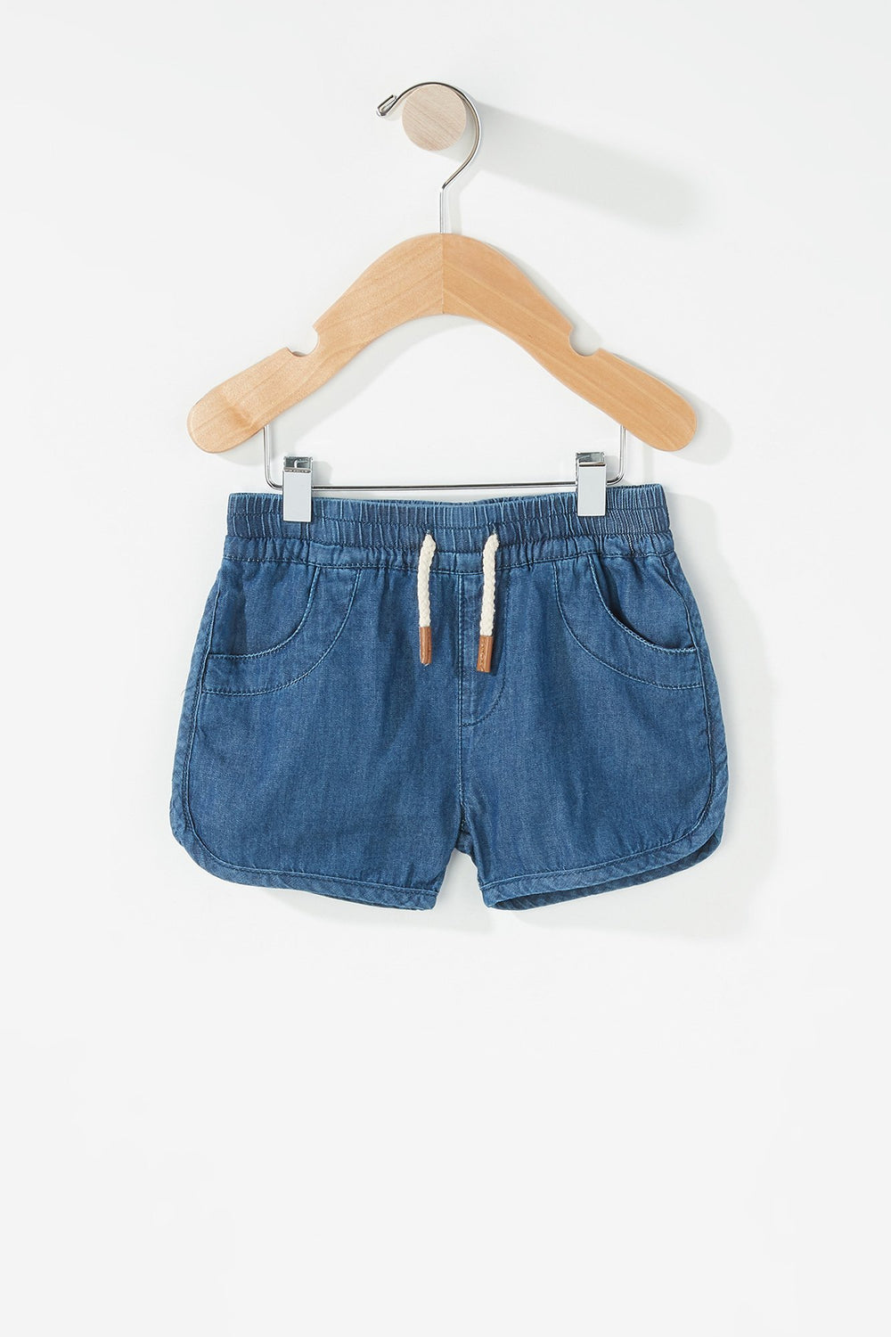 Kids Baby Girl Drawstring Denim Short Dark Blue