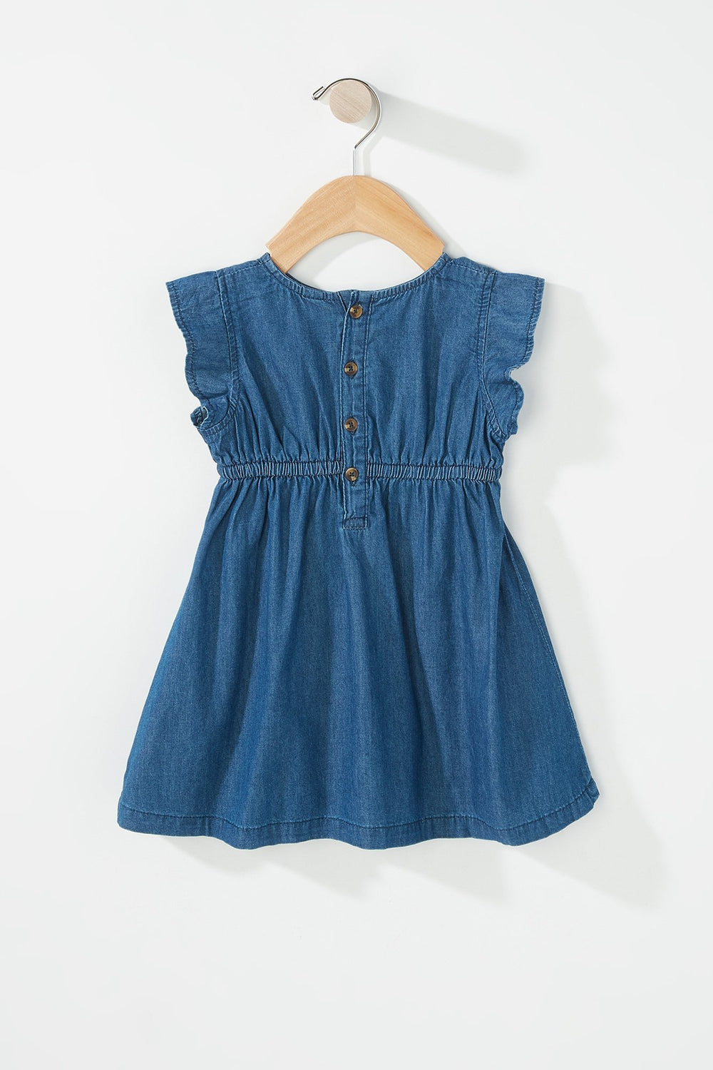 Kids Baby Girl Ruffle Denim Dress Dark Blue