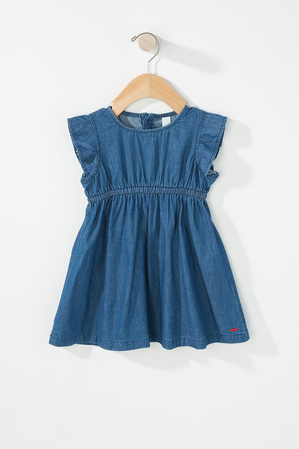 Kids Baby Girl Ruffle Denim Dress Dark Blue