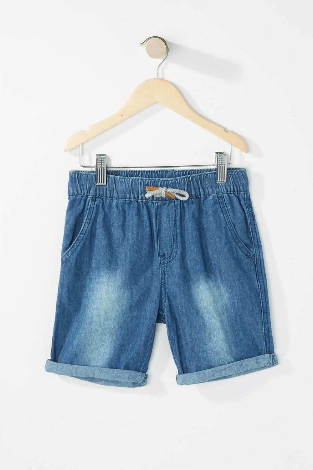 Kids Boys Roll-Up Denim Drawstring Short Dark Blue