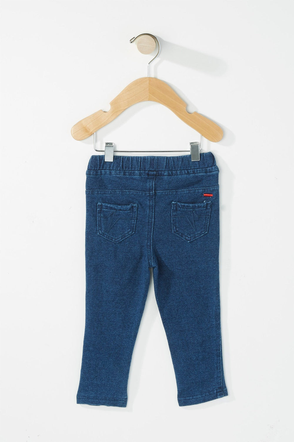 Kids Girls Floral Embroidered Denim Legging Dark Blue