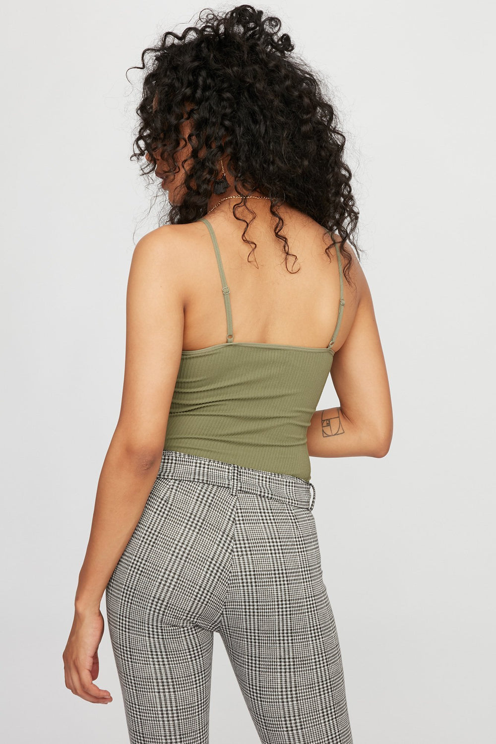 Women Basic Ribbed Camisole Dark Green