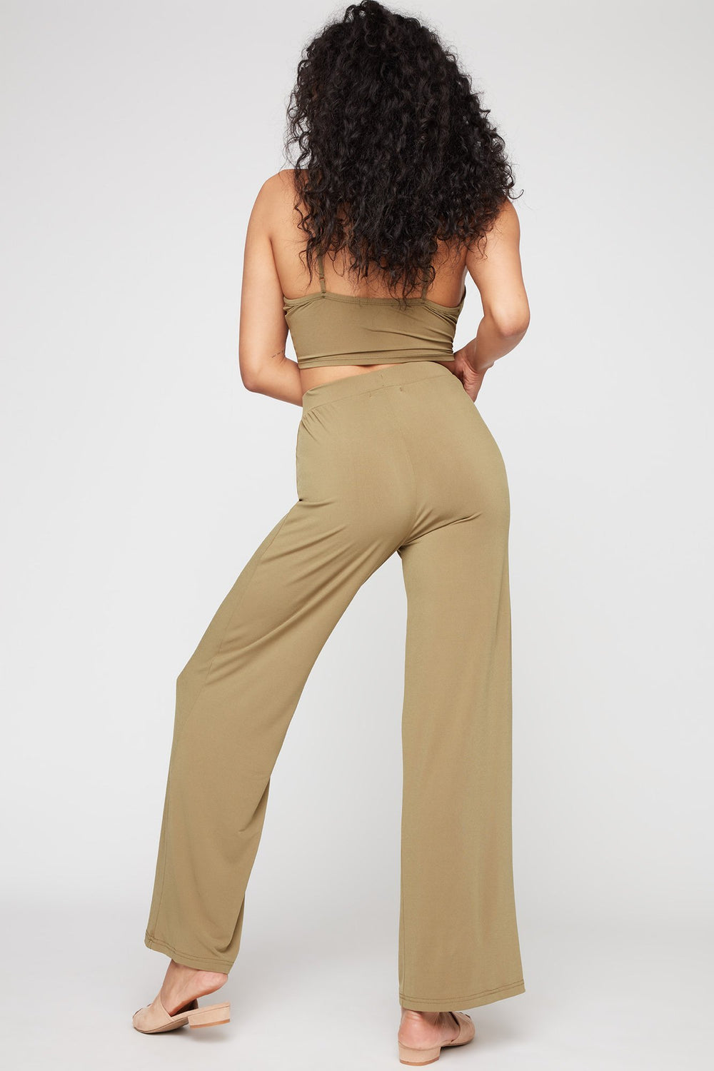 Women High-Rise Pull-On Wide-Leg Pant Dark Green