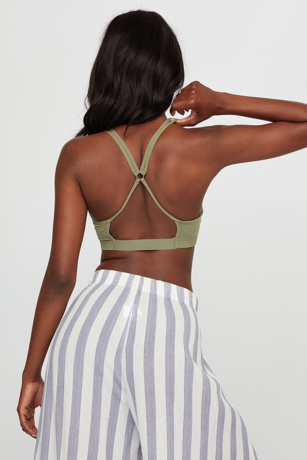 Women Seamless Crossback Bralette Dark Green