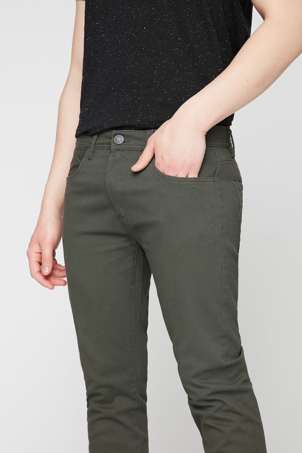 Men Olive Twill Skinny Jean Dark Green