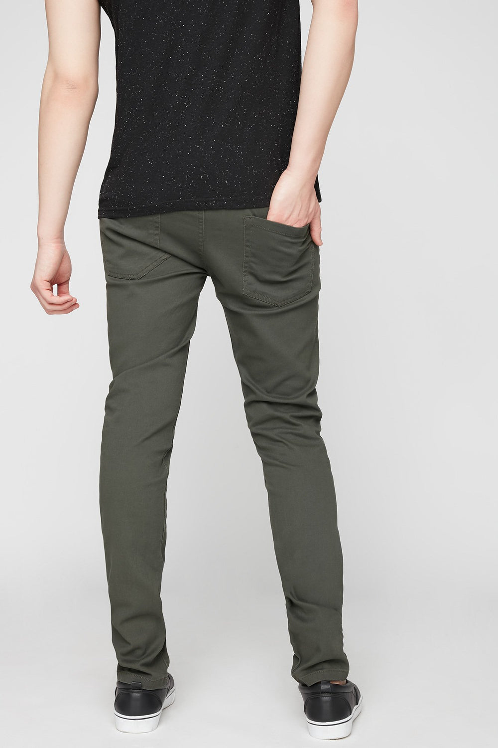 Men Olive Twill Skinny Jean Dark Green