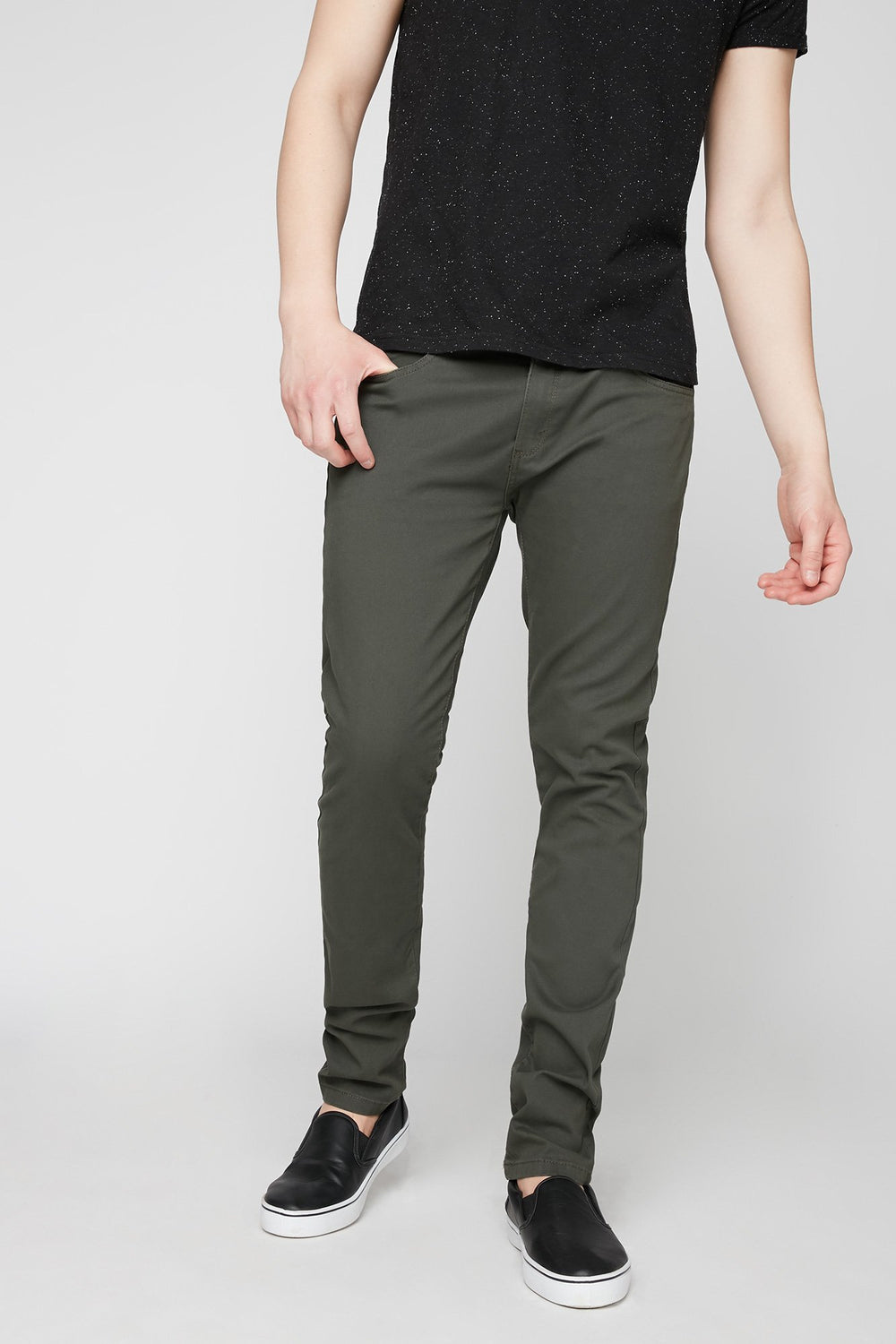 Men Olive Twill Skinny Jean Dark Green