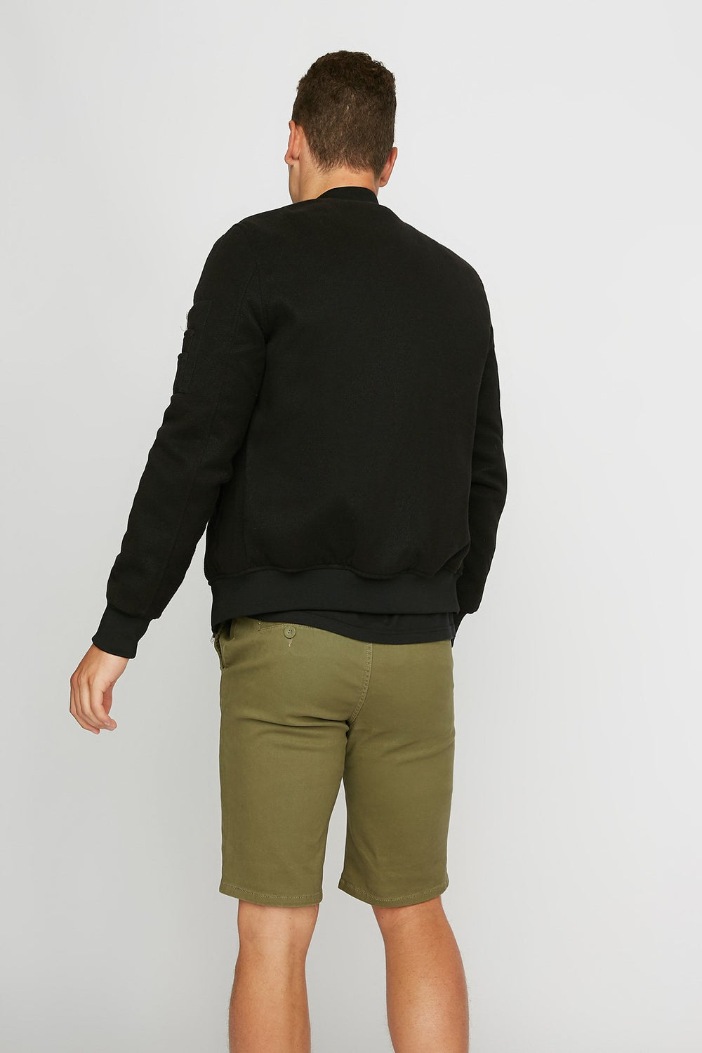 Men Slim Flat Front Chino Short Dark Green