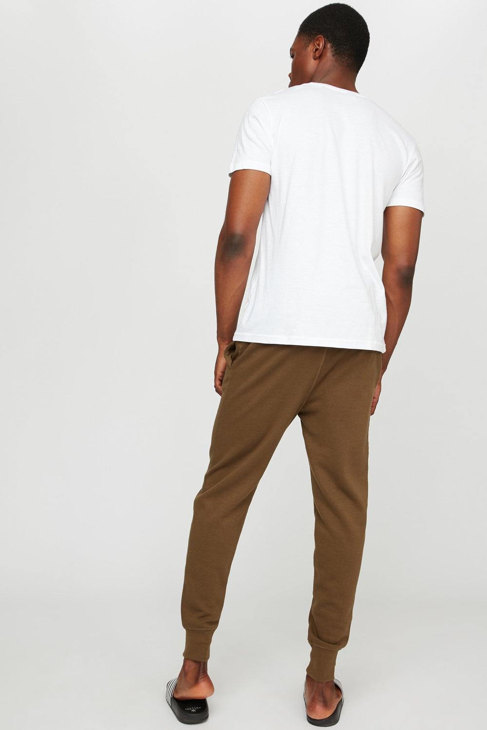 Men Slim Fleece Drawstring Jogger Dark Green