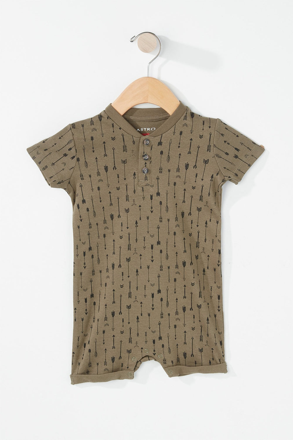 Kids Baby Boy Printed Roll-Up Onesie Dark Green