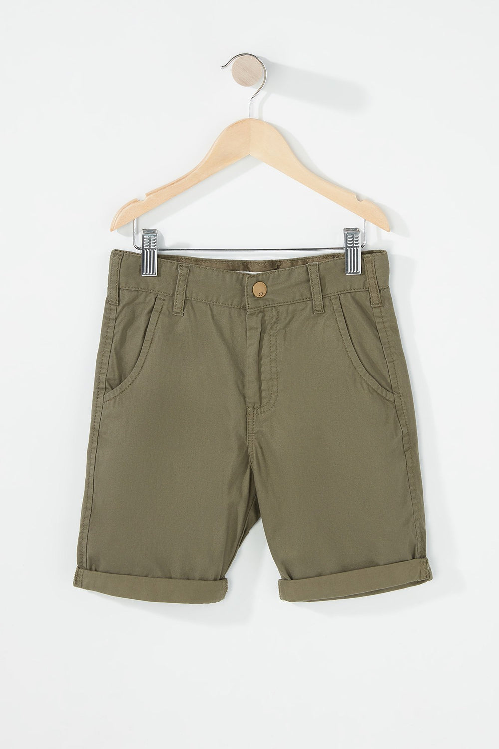Kids Boys Roll-Up Chino Short Dark Green