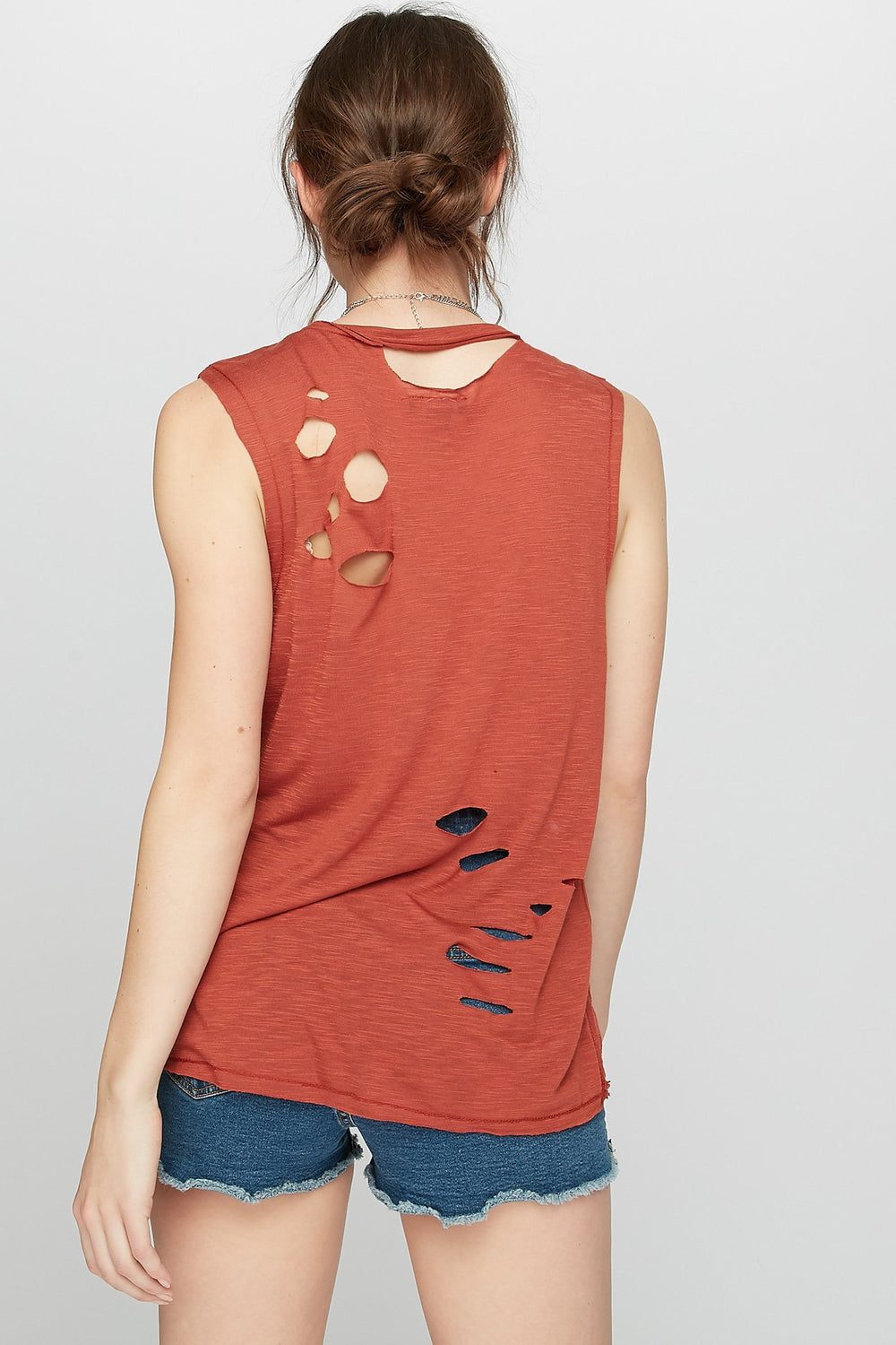 Women Choker Distressed Tribal Graphic Tank Dark Red