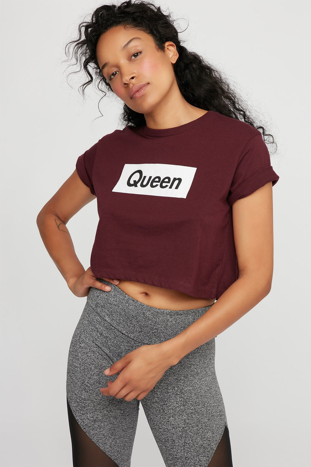 Women Iconic Heart Cropped Graphic T-Shirt Dark Red