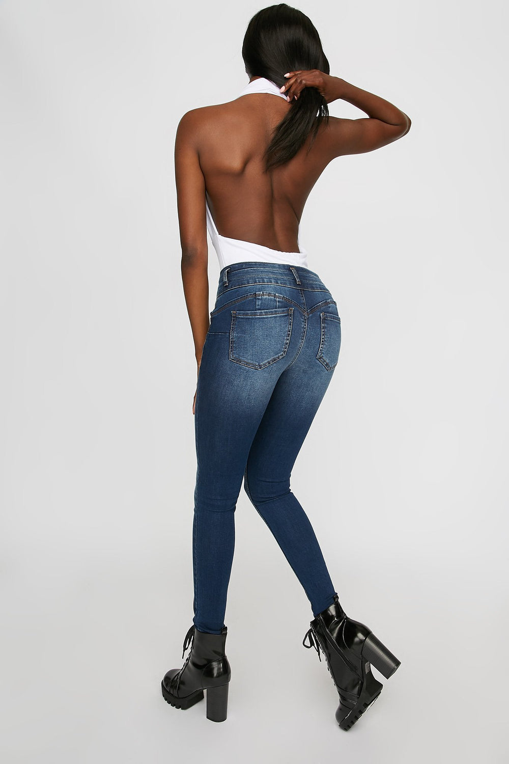 Women Butt I Love You 3-Tier Push-Up Skinny Jean Denim Blue