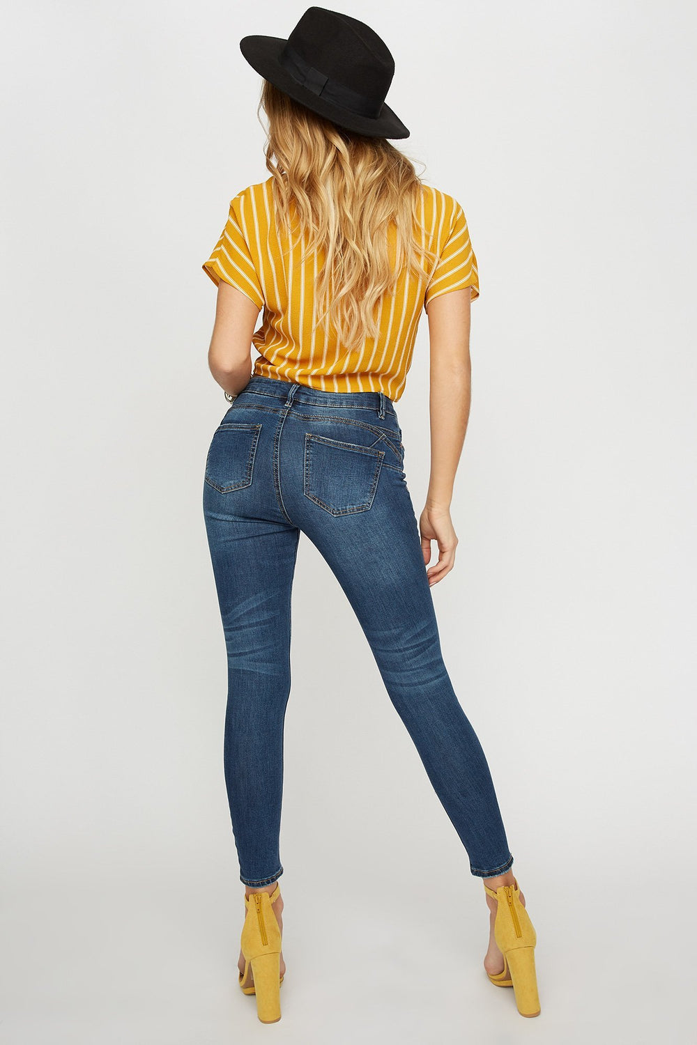 Women Rio Low Rise Push-Up Dark Wash Skinny Jean Denim Blue