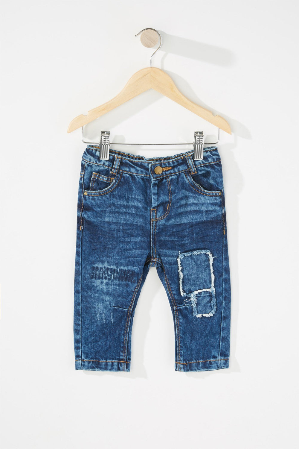 Kids Baby Boy Patches & Stitches Skinny Jean Denim Blue