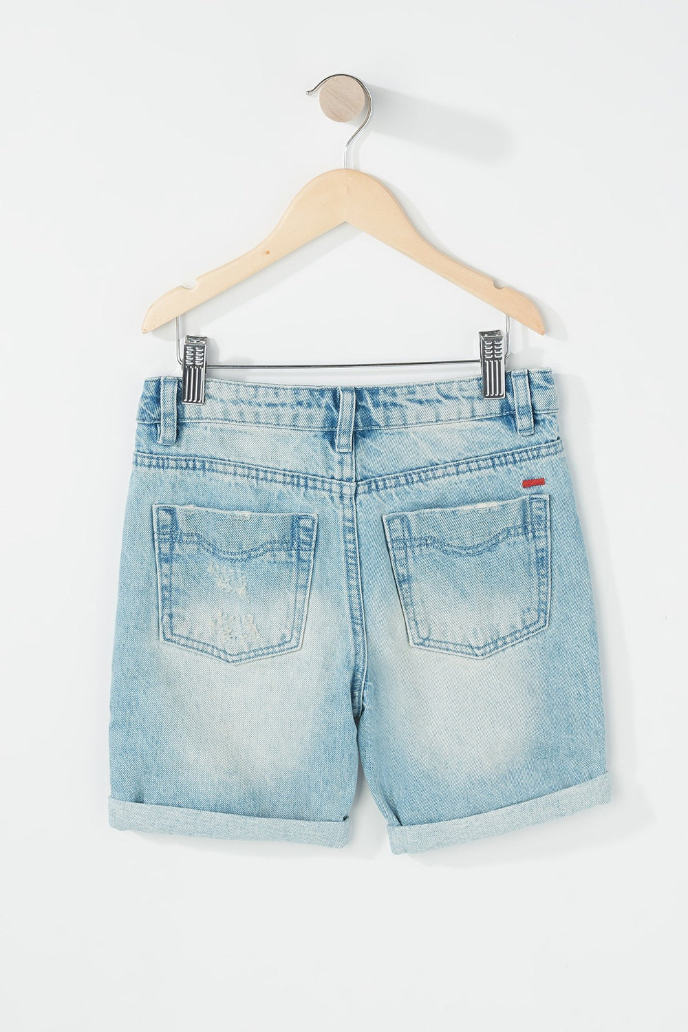 Kids Boys Acid-Wash Roll-Up Bermuda  Denim Short Denim Blue