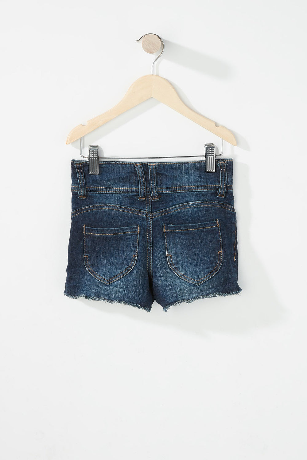 Kids Girls 3-Tier Frayed Hem Denim Short Denim Blue