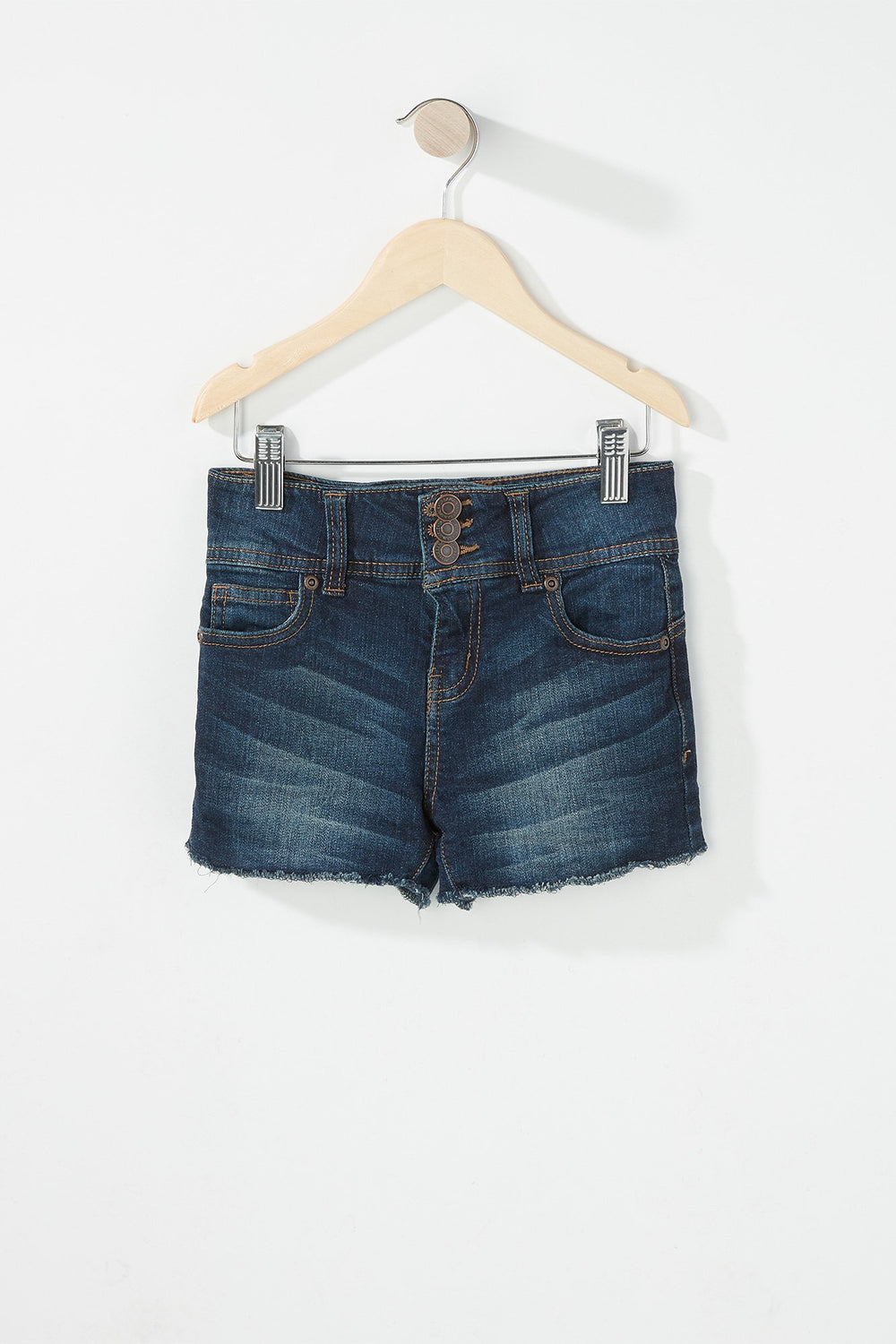 Kids Girls 3-Tier Frayed Hem Denim Short Denim Blue
