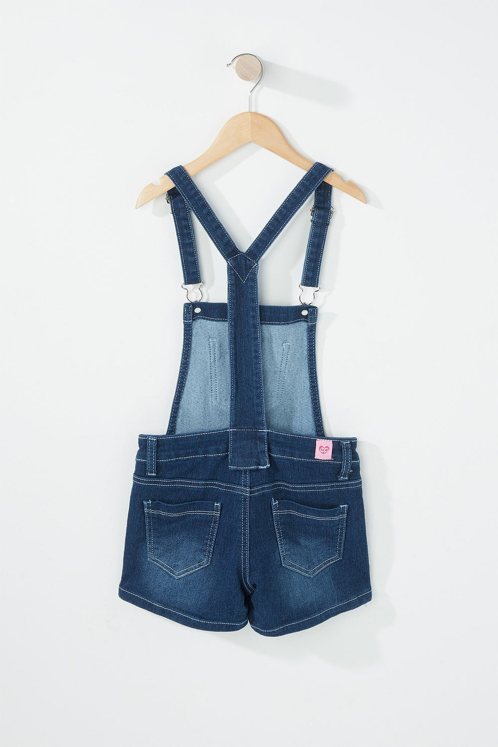 Kids Girls Crochet Denim Shortall Denim Blue