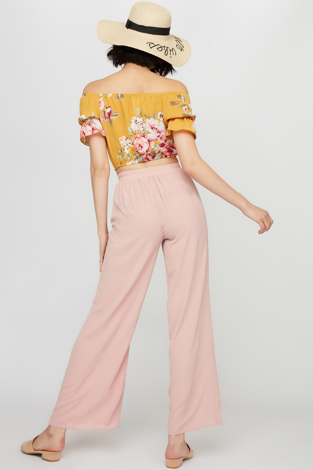 Women Pantalon-jupe léger rayé à taille haute Dragée